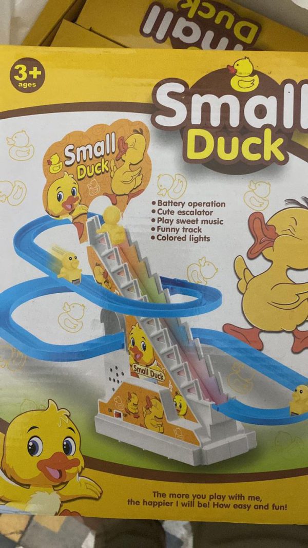 Small Duck Climbing Stairs Toy Diy Racing Track Toy Music Duck Roller Coaster