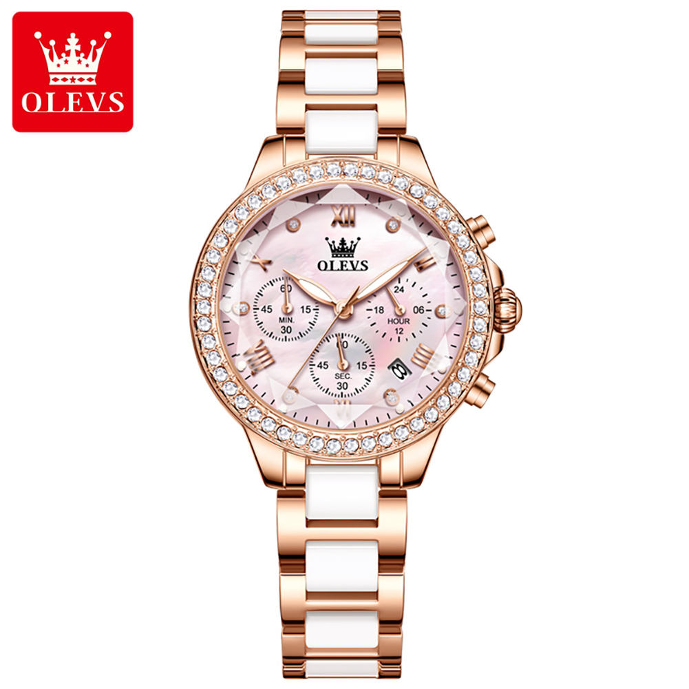 OLEVS 9999 | Pink Crystal-Set Women’s Watch