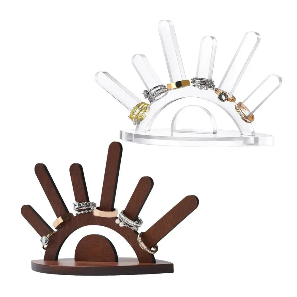 حامل خاتم خشبي مبتكر على شكل عين، رف عرض خواتم بـ 6 أعمدة للخواتم، حامل عرض مجوهرات، منظم ديكور منزلي